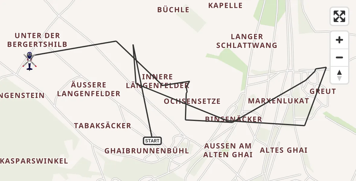 Flugroute Polizeihubschrauber Stetten am kalten Markt - Stetten am kalten Markt, 11 Mai 2026, 10:45