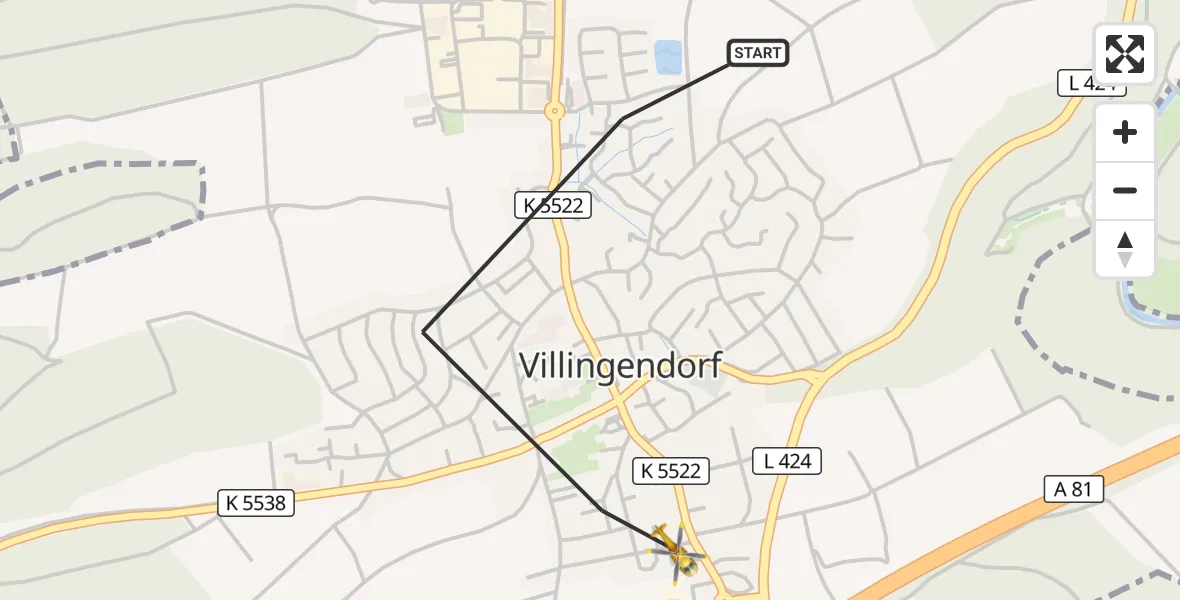 Flugroute Rettungshubschrauber Villingendorf - Villingendorf, 11 Mai 2026, 11:15