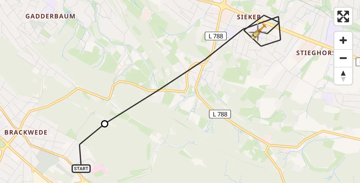 Flugroute Rettungshubschrauber Luftrettungszentrum Bielefeld - Bielefeld, 11 Mai 2026, 11:27