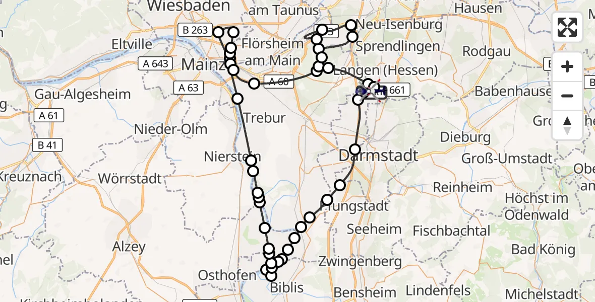 Flugroute Polizeihubschrauber Flughafen Frankfurt-Egelsbach - Flughafen Frankfurt-Egelsbach, 11 Mai 2026, 11:29
