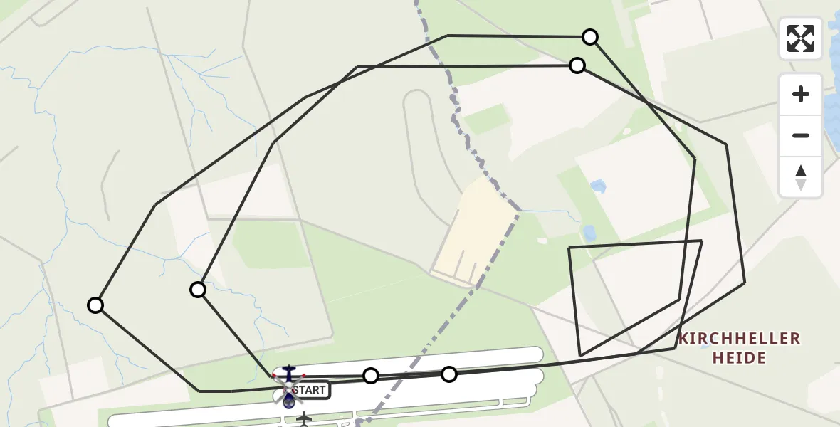 Flugroute Polizeihubschrauber Dinslaken-Schwarze Heide Flugplatz - Dinslaken-Schwarze Heide Flugplatz, 11 Mai 2026, 11:33