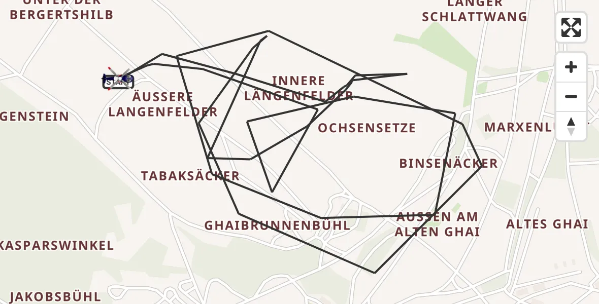 Flugroute Polizeihubschrauber Stetten am kalten Markt - Stetten am kalten Markt, 11 Mai 2026, 11:39
