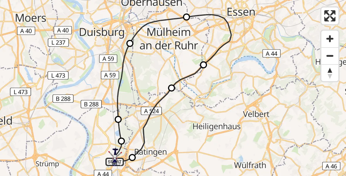 Flugroute Polizeihubschrauber Düsseldorf Flughafen - Düsseldorf Flughafen, 11 Mai 2026, 11:42