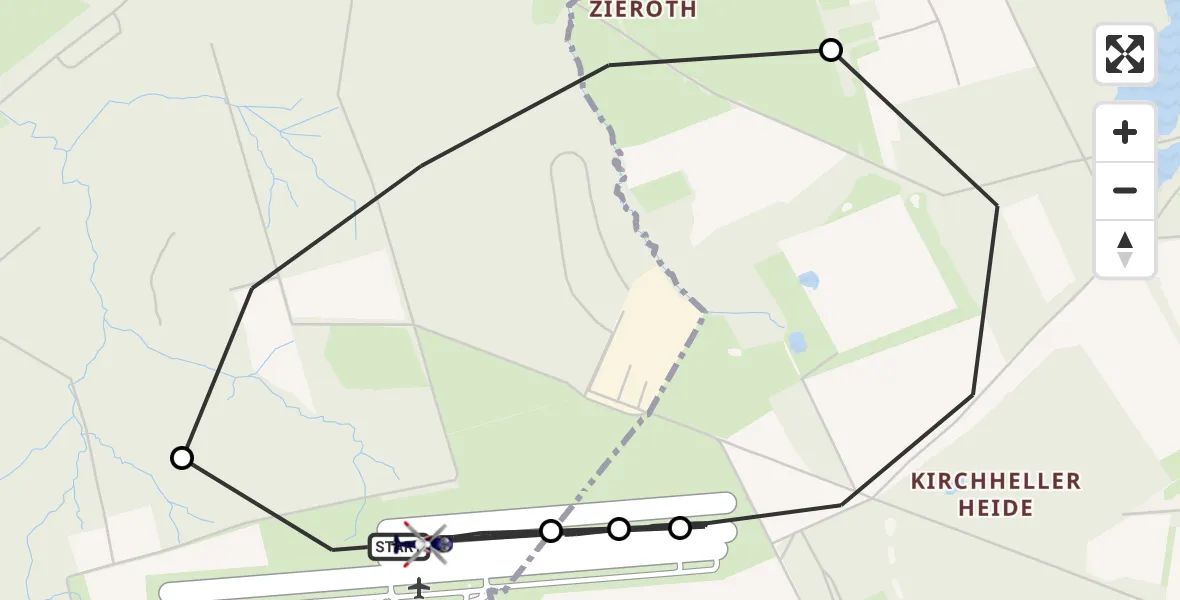 Flugroute Polizeihubschrauber Dinslaken-Schwarze Heide Flugplatz - Dinslaken-Schwarze Heide Flugplatz, 11 Mai 2026, 11:42
