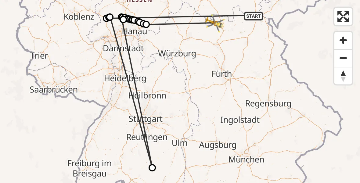Flugroute Rettungshubschrauber Berg - Ummerstadt, 11 Mai 2026, 11:53