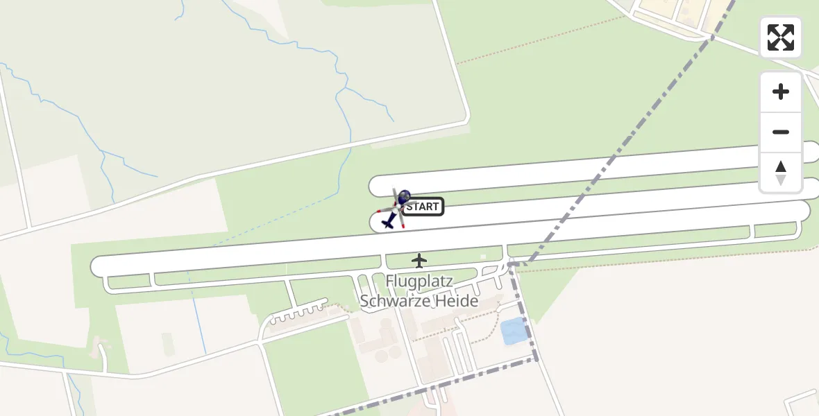Flugroute Polizeihubschrauber Dinslaken-Schwarze Heide Flugplatz - Dinslaken-Schwarze Heide Flugplatz, 11 Mai 2026, 11:56
