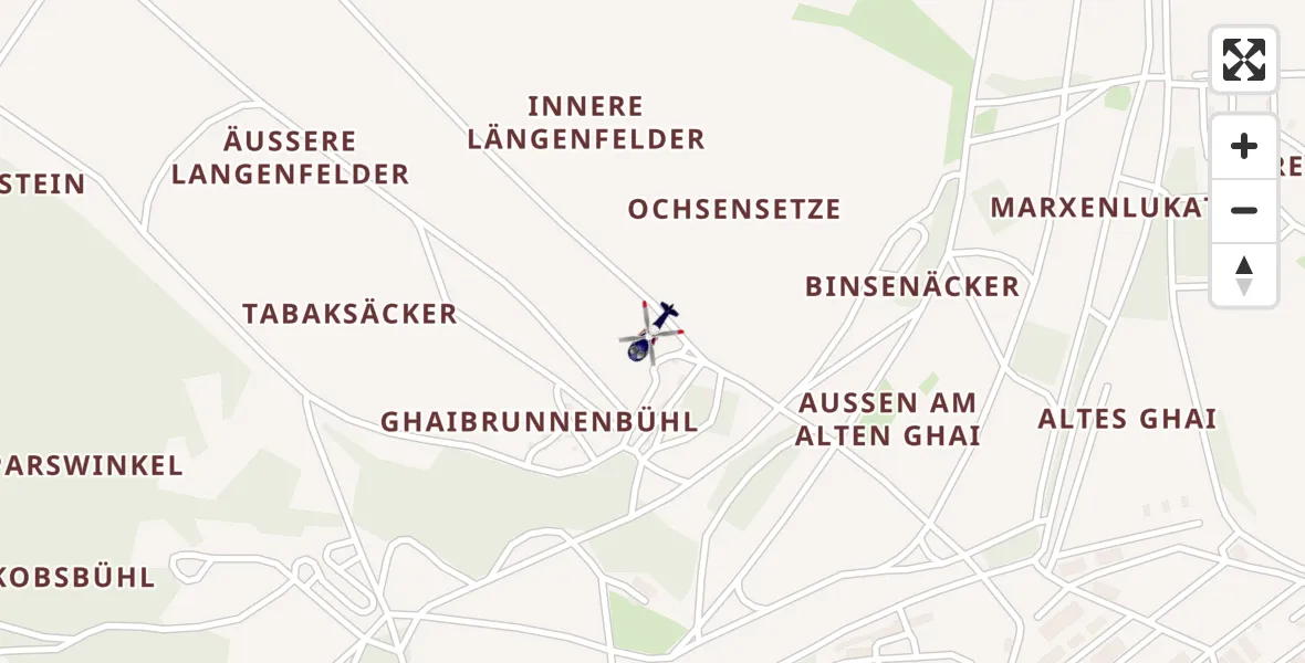 Flugroute Polizeihubschrauber Stetten am kalten Markt - Stetten am kalten Markt, 11 Mai 2026, 11:58