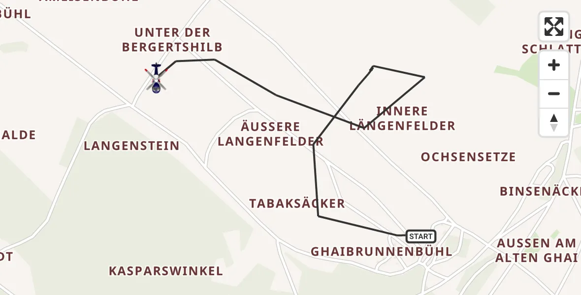 Flugroute Polizeihubschrauber Stetten am kalten Markt - Stetten am kalten Markt, 11 Mai 2026, 12:03