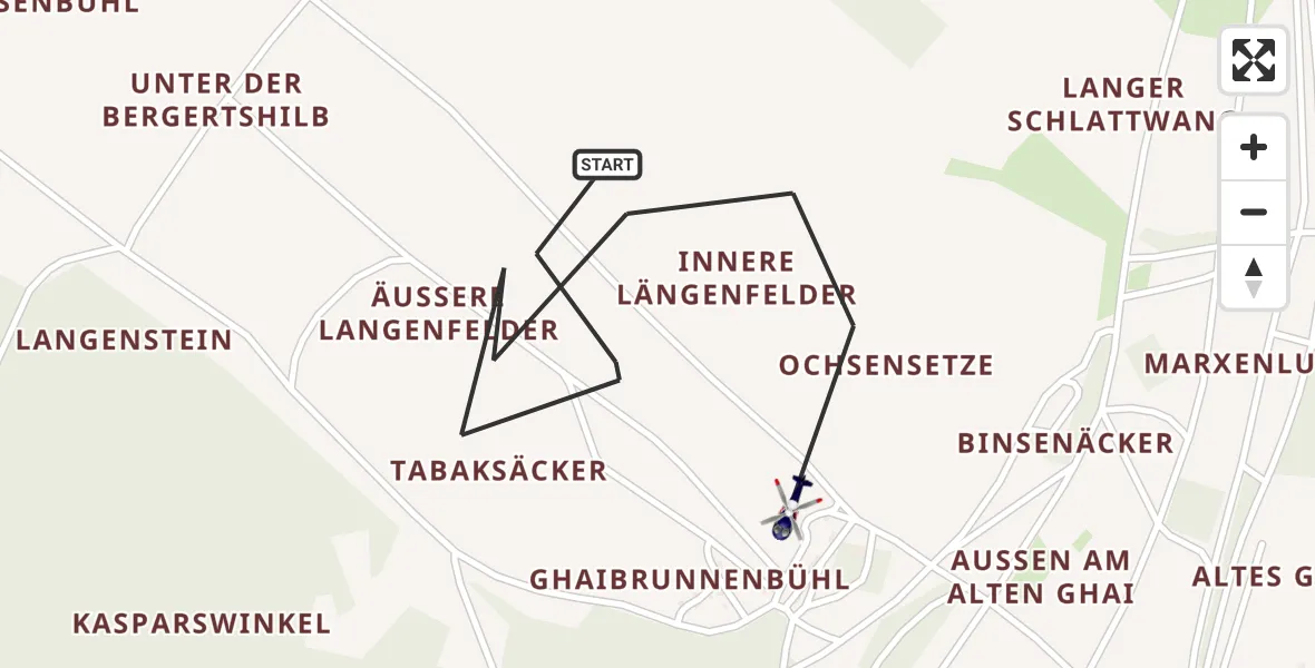 Flugroute Polizeihubschrauber Stetten am kalten Markt - Stetten am kalten Markt, 11 Mai 2026, 12:12
