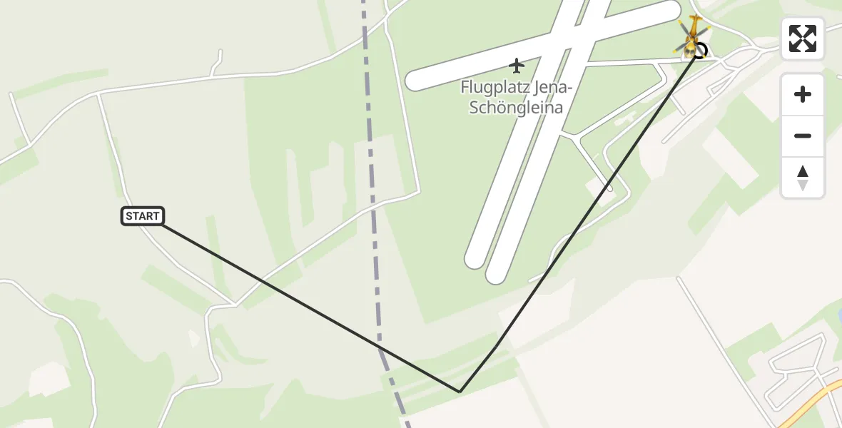 Flugroute Rettungshubschrauber Schlöben - Jena-Schöngleina Flugplatz, 11 Mai 2026, 12:13