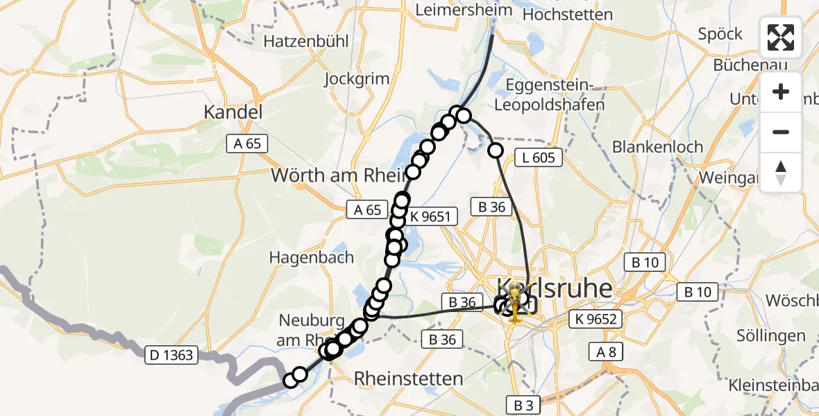 Flugroute Rettungshubschrauber Sankt Vincentius Hospital - Sankt Vincentius Hospital, 11 Mai 2026, 12:23