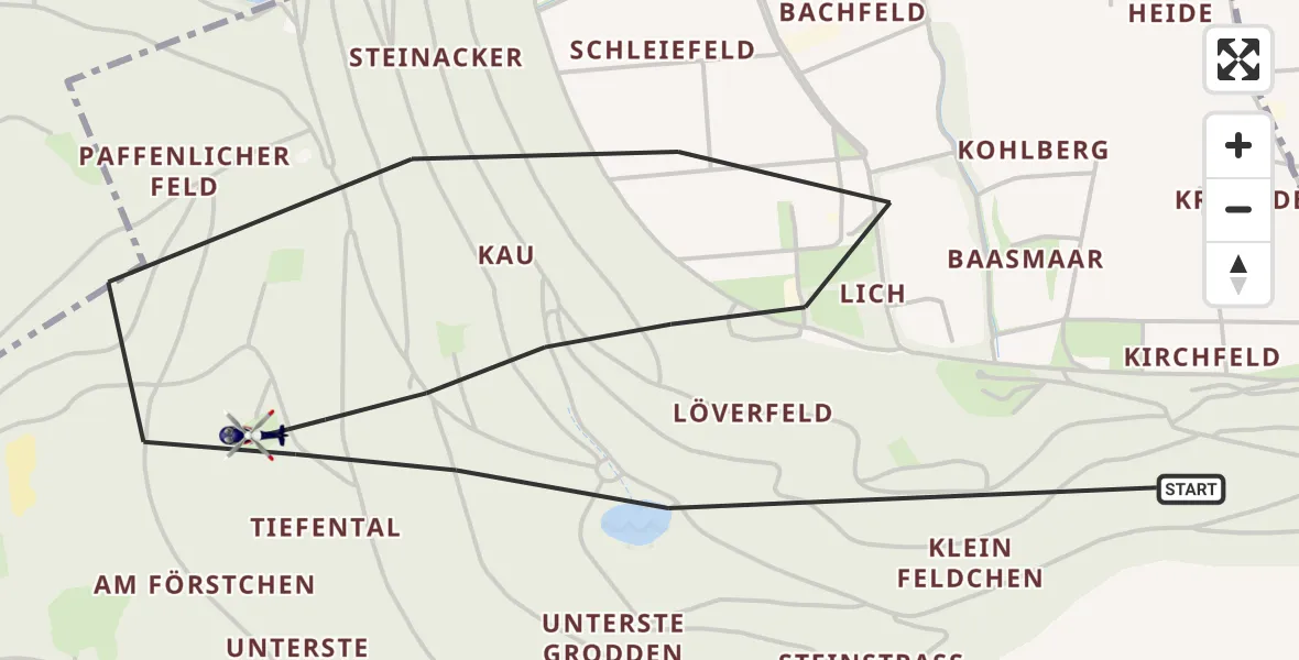 Flugroute Polizeihubschrauber Niederzier - Niederzier, 11 Mai 2026, 12:24