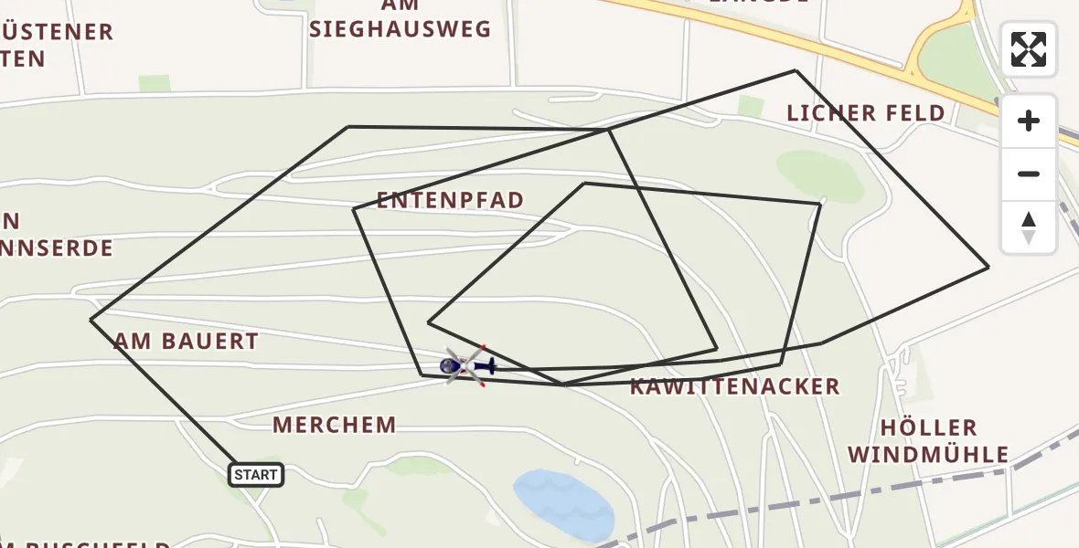 Flugroute Polizeihubschrauber Titz - Titz, 11 Mai 2026, 12:39