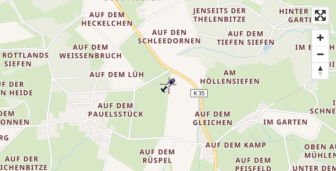 Flugroute Polizeihubschrauber Much - Much, 11 Mai 2026, 12:46