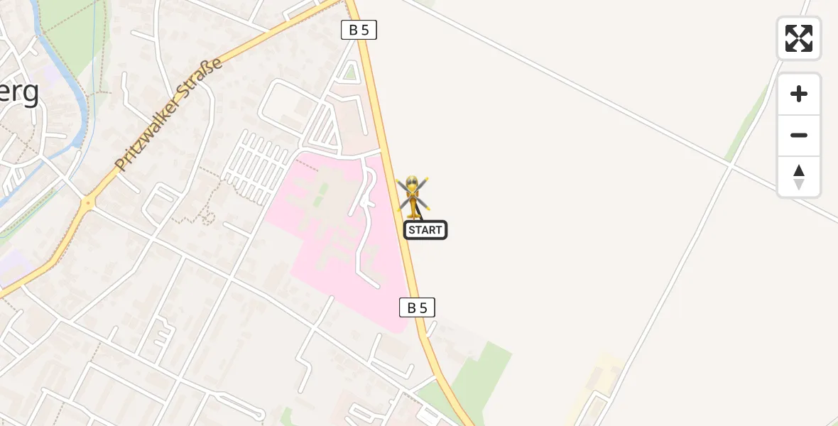 Flugroute Rettungshubschrauber Perleberg - Perleberg, 11 Mai 2026, 12:59