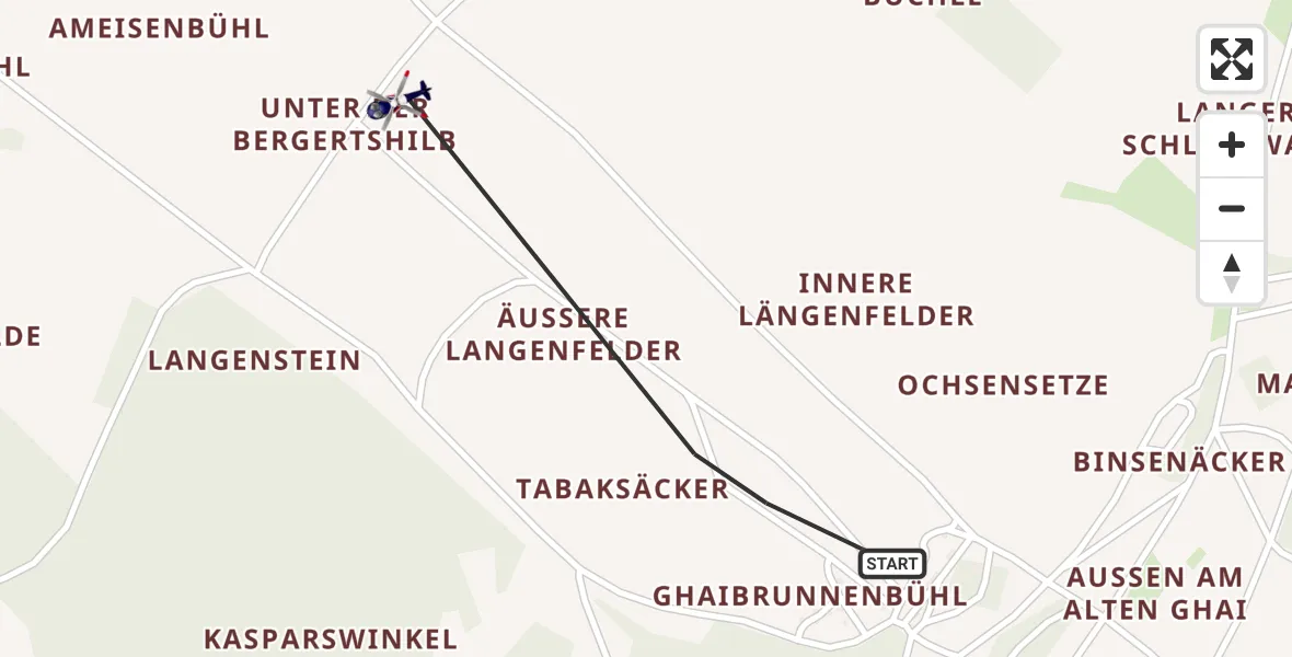 Flugroute Polizeihubschrauber Stetten am kalten Markt - Stetten am kalten Markt, 11 Mai 2026, 13:08