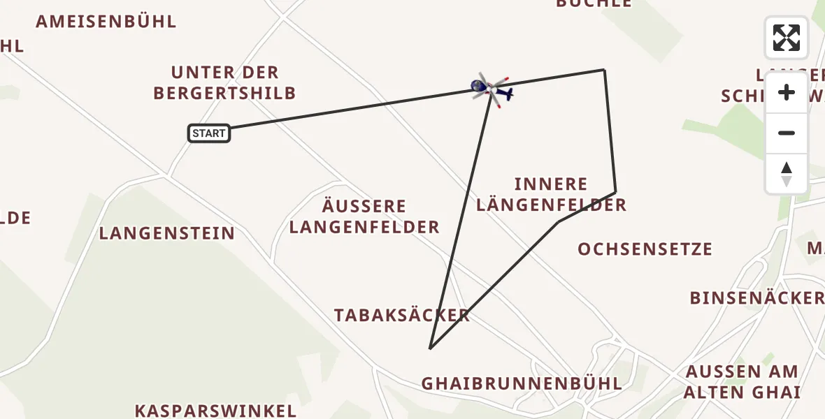 Flugroute Polizeihubschrauber Stetten am kalten Markt - Stetten am kalten Markt, 11 Mai 2026, 13:12