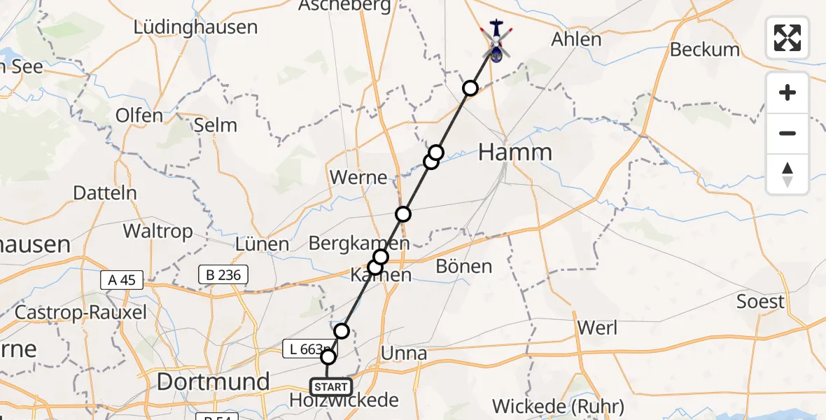 Flugroute Polizeihubschrauber Dortmund Flughafen - Drensteinfurt, 11 Mai 2026, 13:22