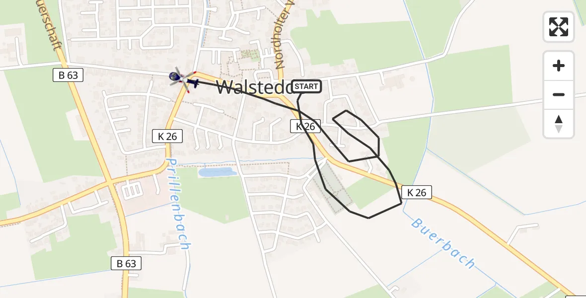 Flugroute Polizeihubschrauber Drensteinfurt - Drensteinfurt, 11 Mai 2026, 13:38