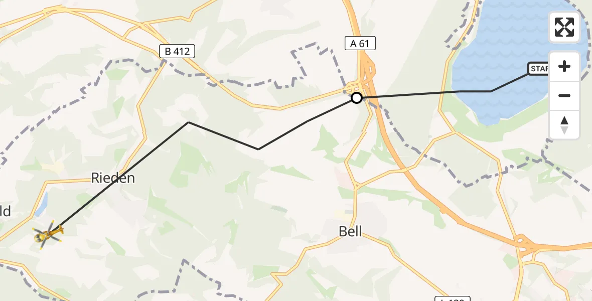 Flugroute Ambulanzhubschrauber Glees - Rieden, 11 Mai 2026, 14:05