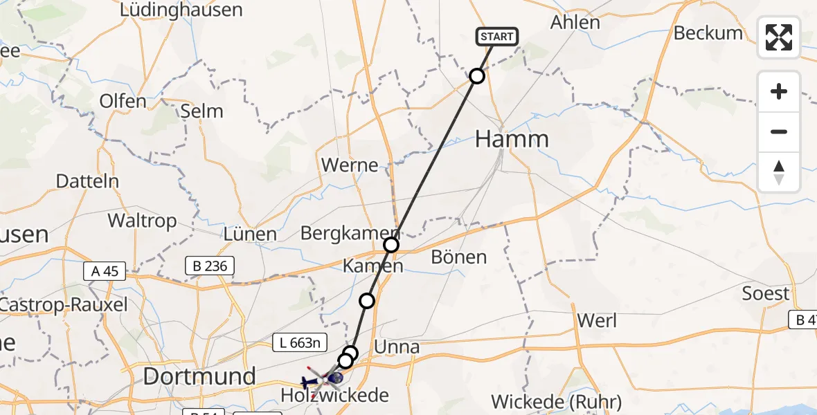 Flugroute Polizeihubschrauber Drensteinfurt - Dortmund Flughafen, 11 Mai 2026, 14:34