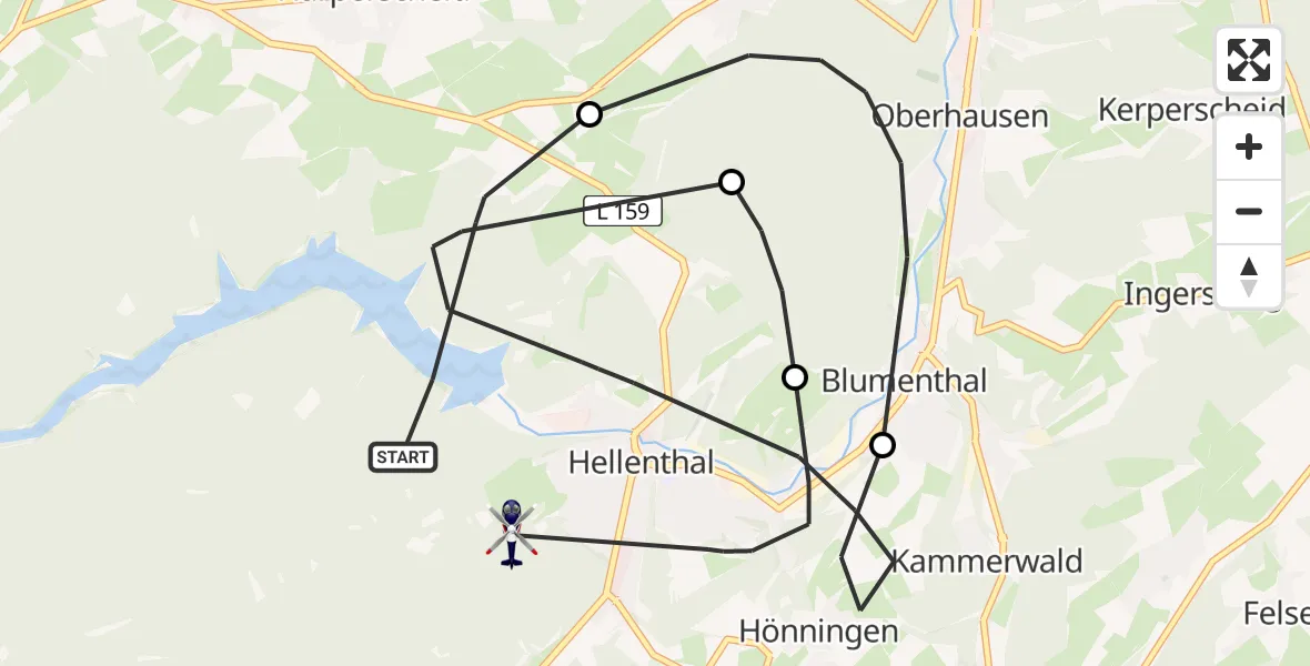 Flugroute Polizeihubschrauber Hellenthal - Hellenthal, 11 Mai 2026, 15:15