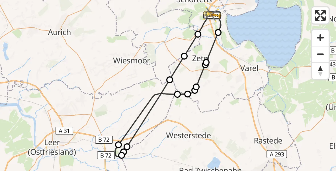 Flugroute Rettungshubschrauber Sande - Sande, 11 Mai 2026, 15:19