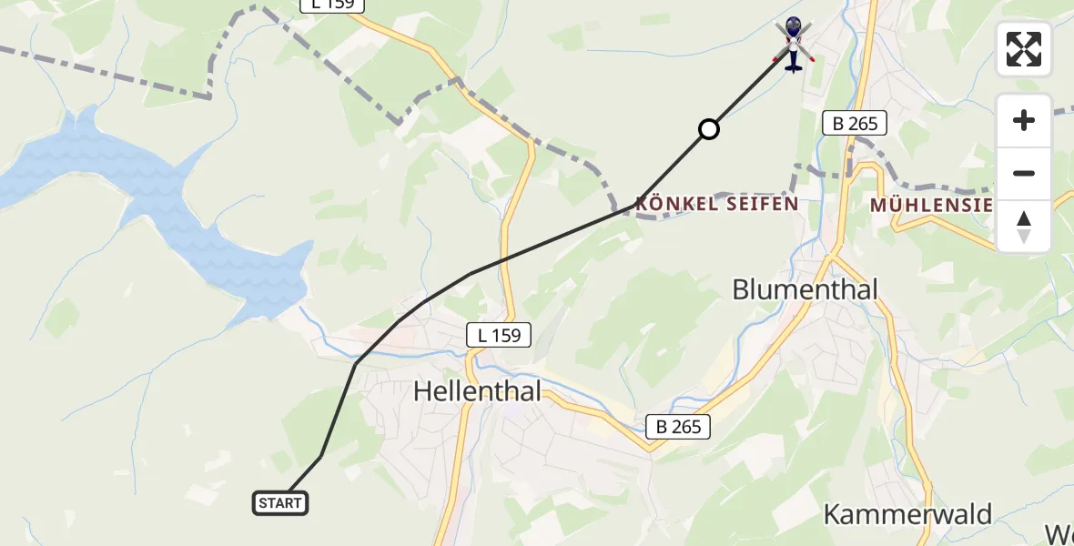 Flugroute Polizeihubschrauber Hellenthal - Schleiden, 11 Mai 2026, 15:51
