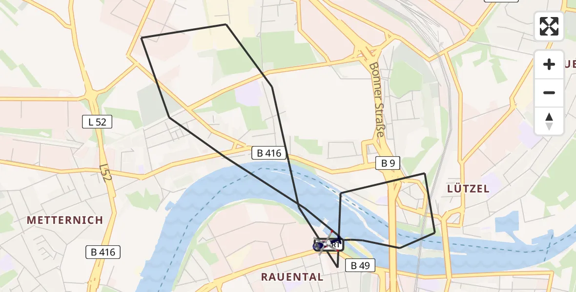 Flugroute Polizeihubschrauber Koblenz - Koblenz, 11 Mai 2026, 16:05