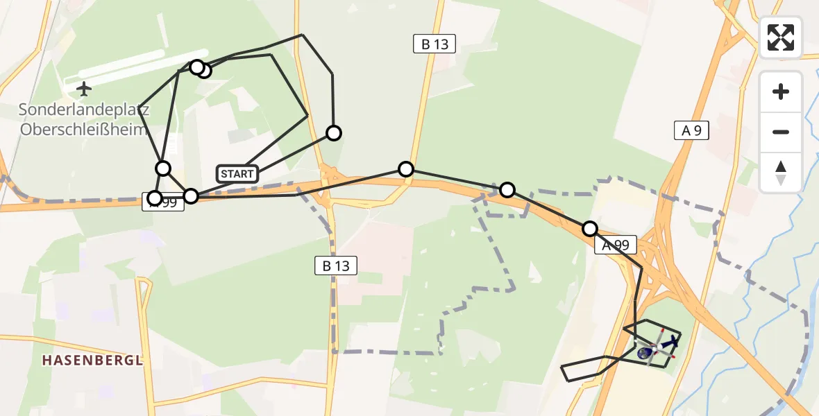 Flugroute Polizeihubschrauber Oberschleißheim - München, 11 Mai 2026, 16:12