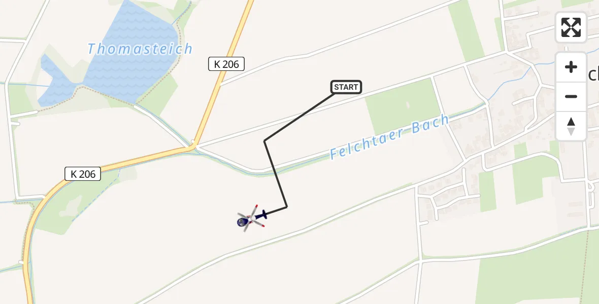 Flugroute Polizeihubschrauber Mühlhausen/Thüringen - Mühlhausen/Thüringen, 11 Mai 2026, 17:06