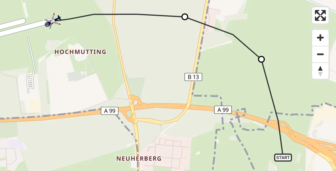 Flugroute Polizeihubschrauber München - Oberschleissheim Hubschrauberlandeplatz, 11 Mai 2026, 17:29