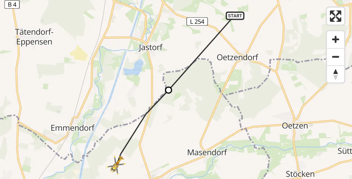 Flugroute Rettungshubschrauber Weste - Uelzen, 11 Mai 2026, 18:35