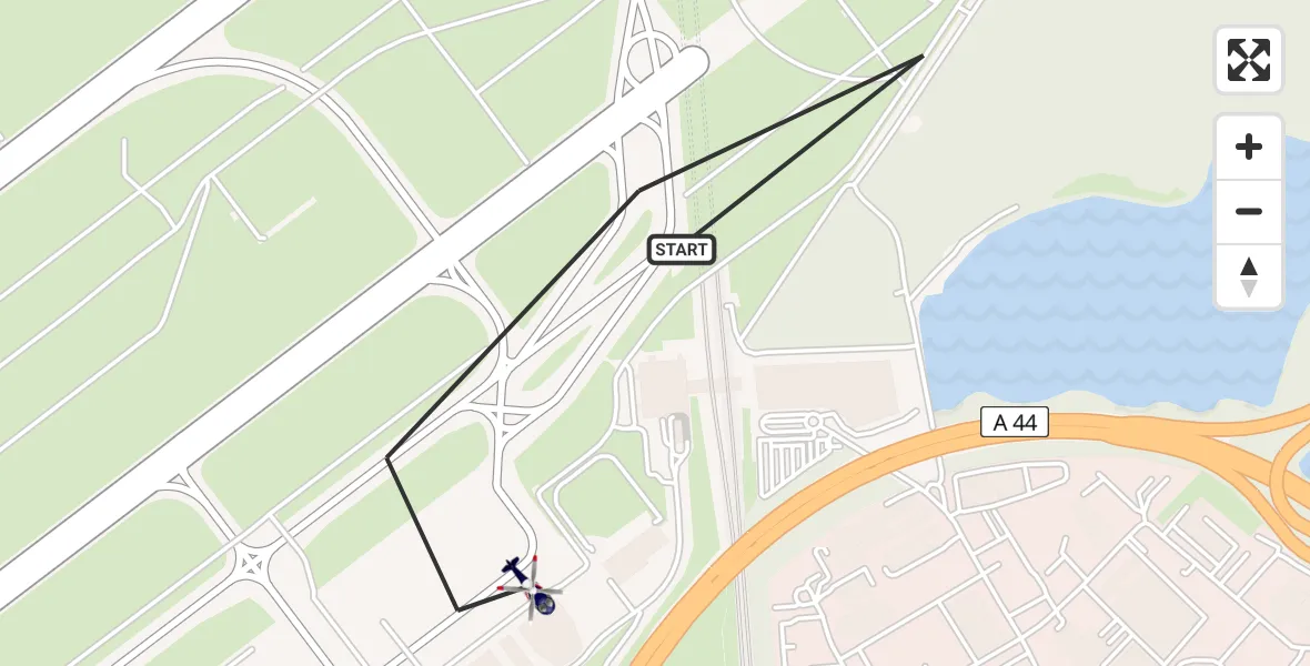 Flugroute Polizeihubschrauber Düsseldorf Flughafen - Düsseldorf Flughafen, 11 Mai 2026, 21:50