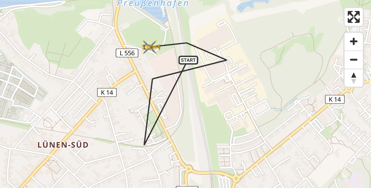Flugroute Rettungshubschrauber Lünen - Lünen, 12 Mai 2026, 06:11