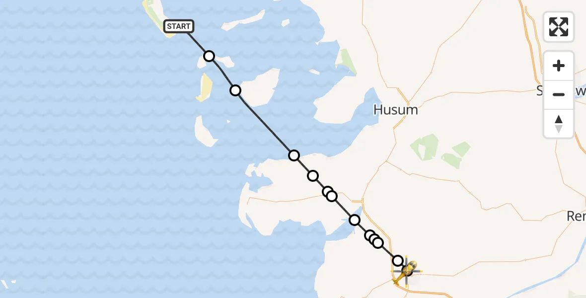 Flugroute Rettungshubschrauber Wittdün auf Amrum - Heide, 12 Mai 2026, 06:22