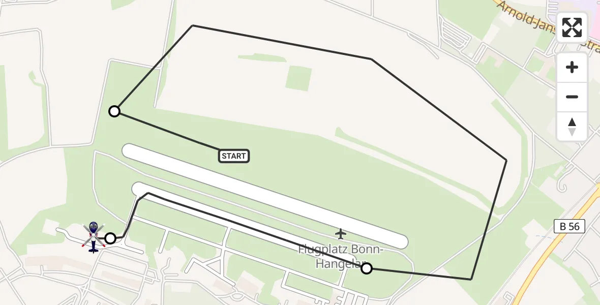 Flugroute Polizeihubschrauber Bonn-Hangelar Flugplatz - Sankt Augustin, 12 Mai 2026, 06:36