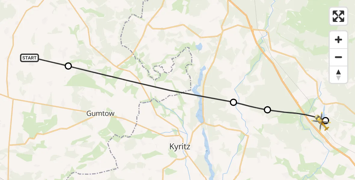 Flugroute Rettungshubschrauber Groß Pankow (Prignitz) - Märkisch Linden, 12 Mai 2026, 07:30