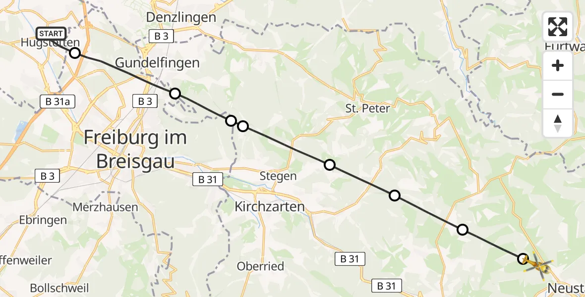 Flugroute Rettungshubschrauber March - Titisee-Neustadt, 12 Mai 2026, 07:34