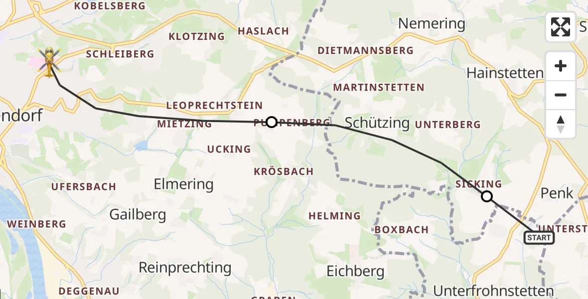 Flugroute Rettungshubschrauber Hengersberg - Deggendorf, 12 Mai 2026, 08:13