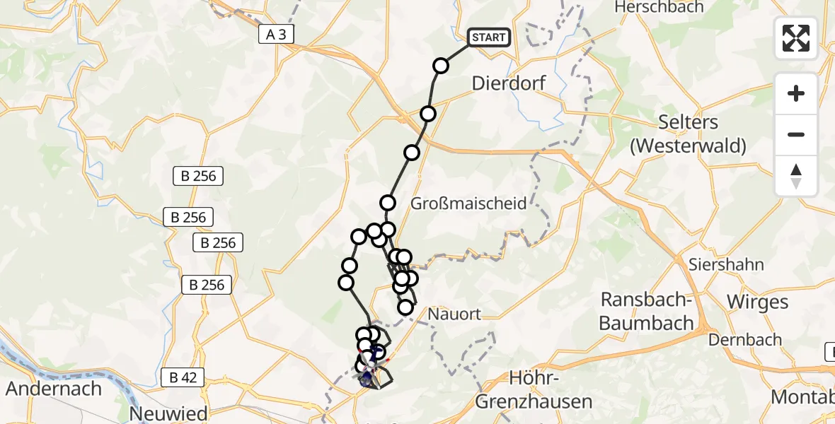 Flugroute Polizeihubschrauber Dierdorf - Bendorf, 12 Mai 2026, 08:19