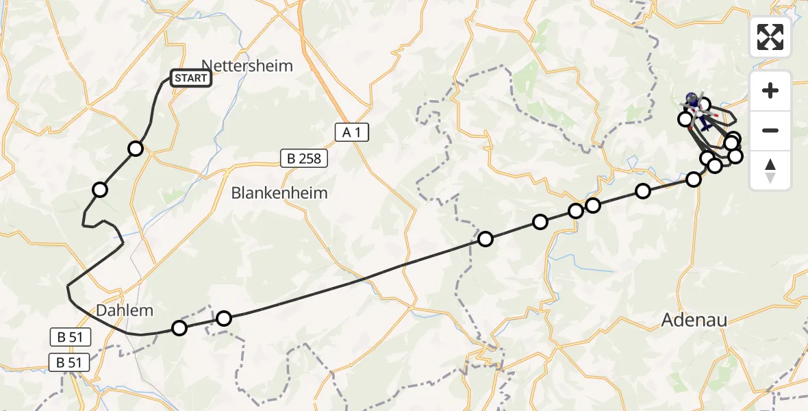 Flugroute Polizeihubschrauber Nettersheim - Hönningen, 12 Mai 2026, 08:27