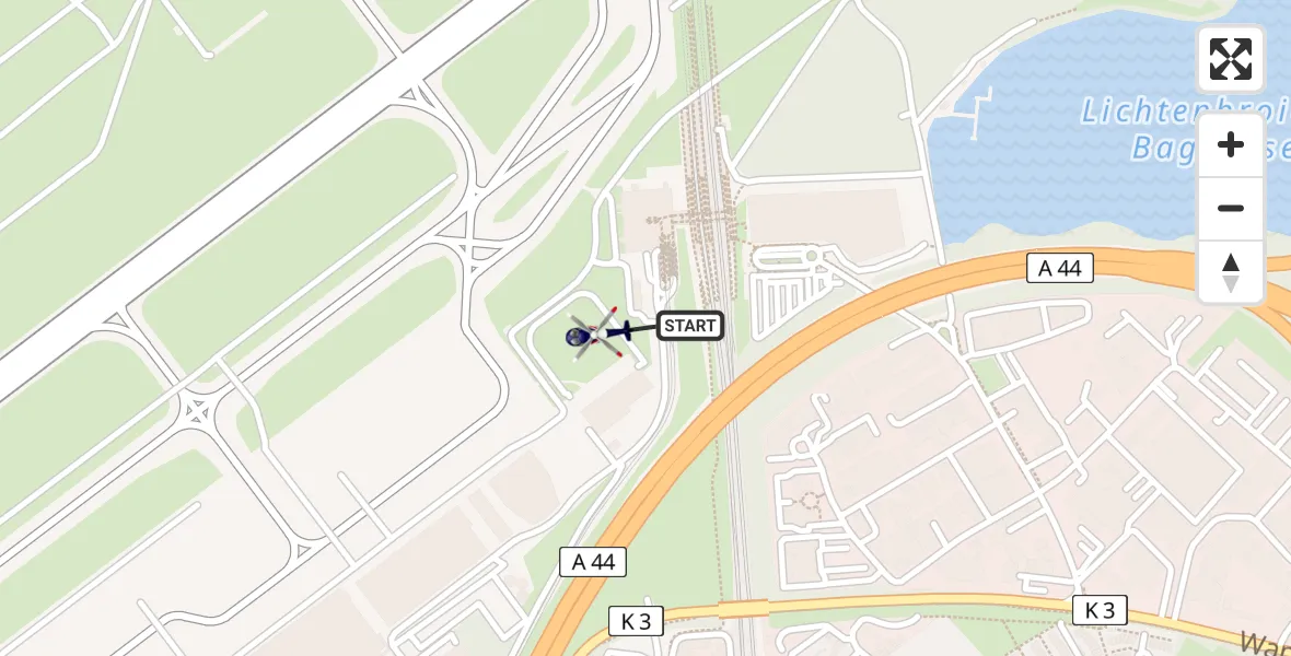 Flugroute Polizeihubschrauber Düsseldorf Flughafen - Düsseldorf Flughafen, 12 Mai 2026, 08:29