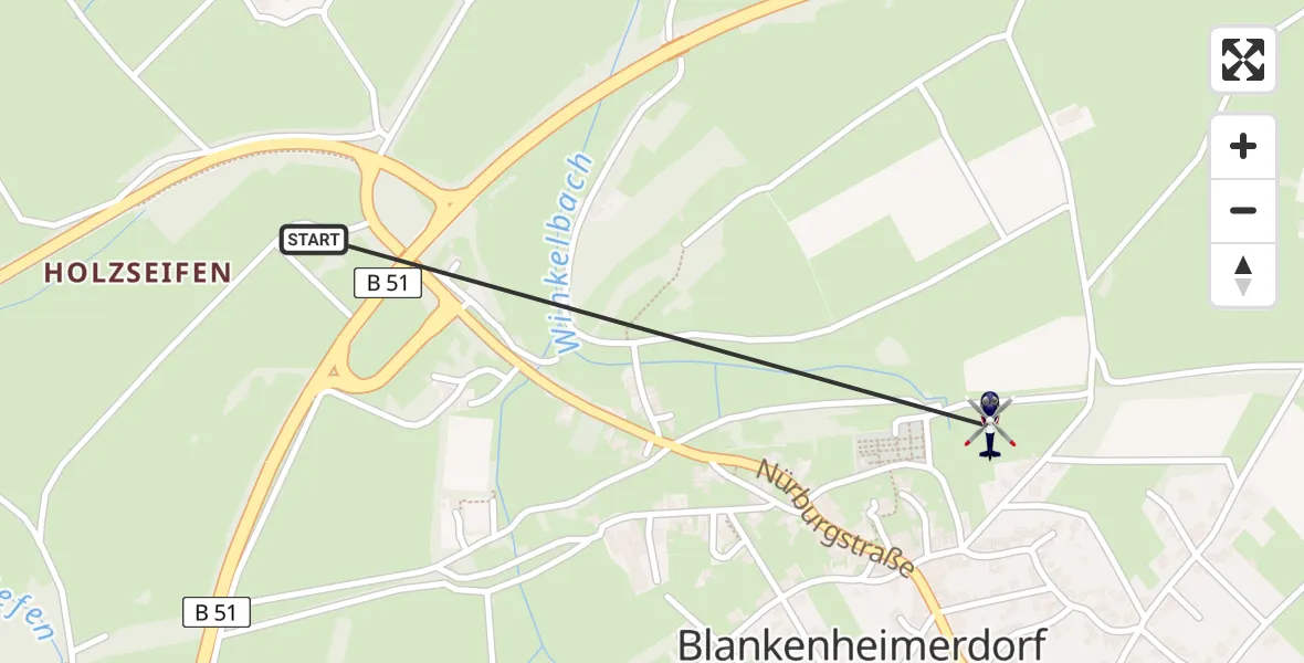 Flugroute Polizeihubschrauber Blankenheim - Blankenheim, 12 Mai 2026, 08:47