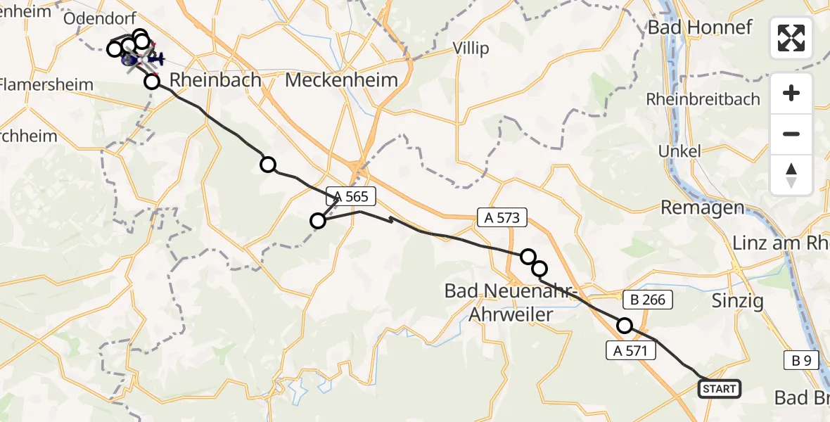Flugroute Polizeihubschrauber Sinzig - Euskirchen, 12 Mai 2026, 08:48