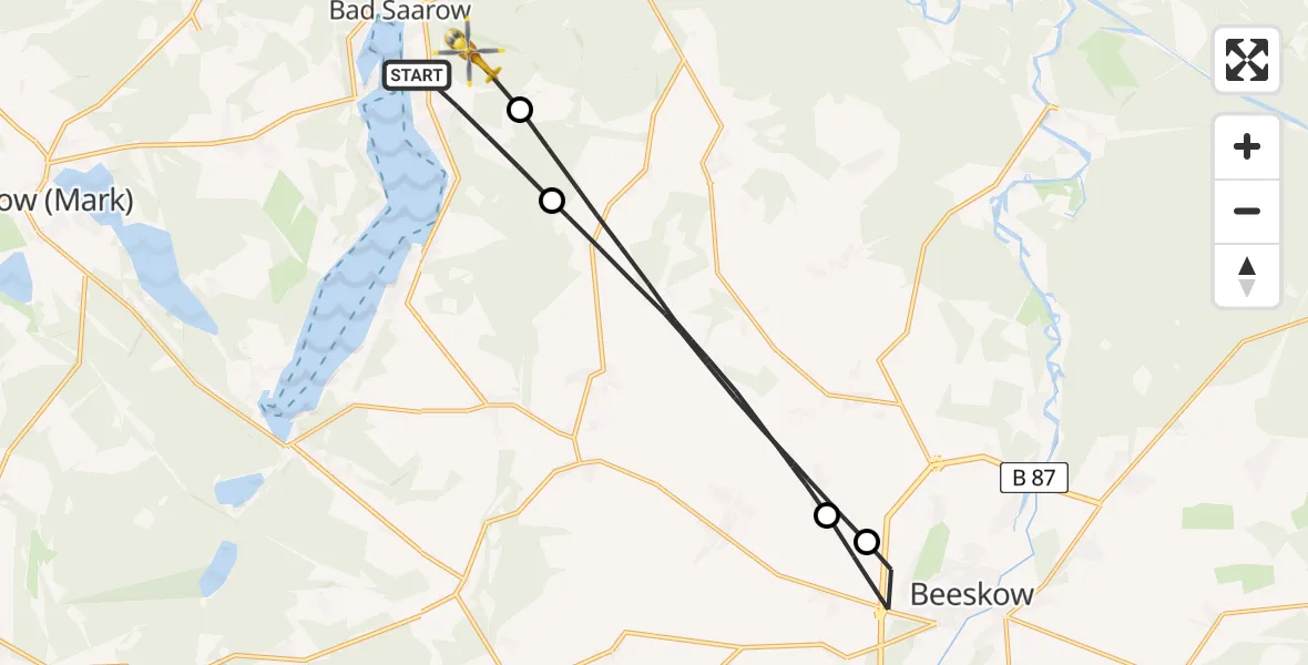 Flugroute Rettungshubschrauber Bad Saarow - Bad Saarow, 12 Mai 2026, 08:53