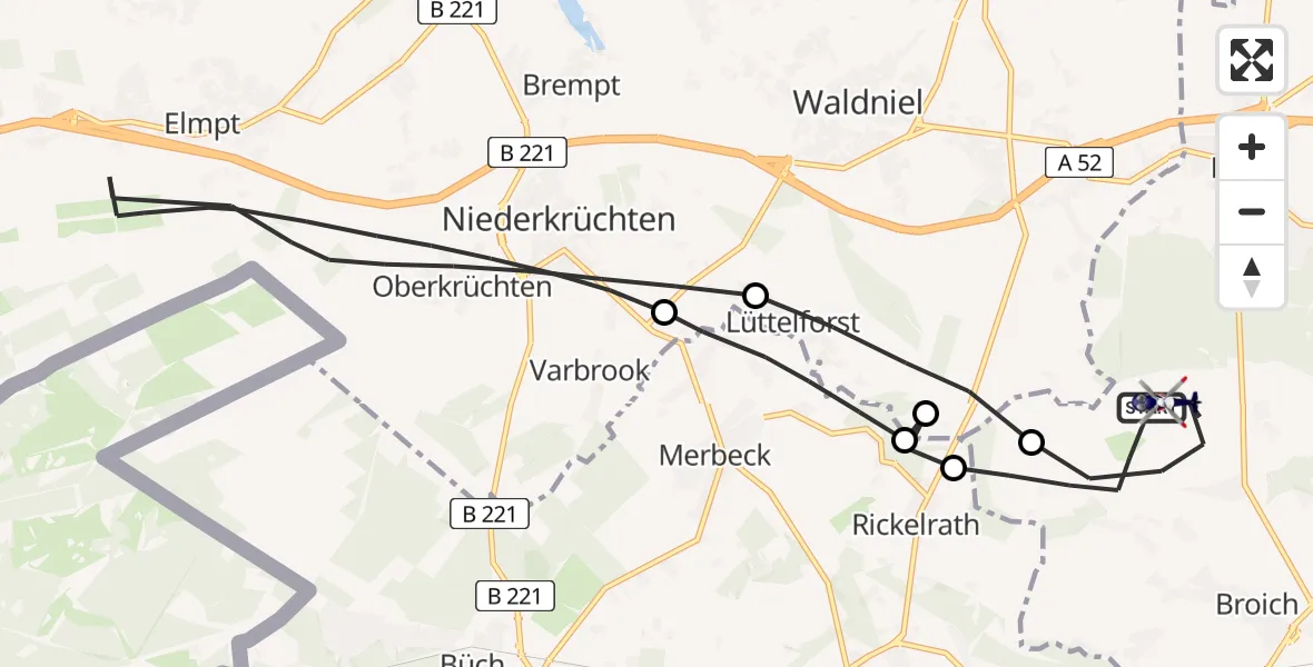 Flugroute Polizeihubschrauber Mönchengladbach - Mönchengladbach, 12 Mai 2026, 08:59
