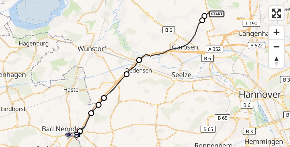Flugroute Polizeihubschrauber Flughafen Hannover - Bad Nenndorf, 12 Mai 2026, 09:06