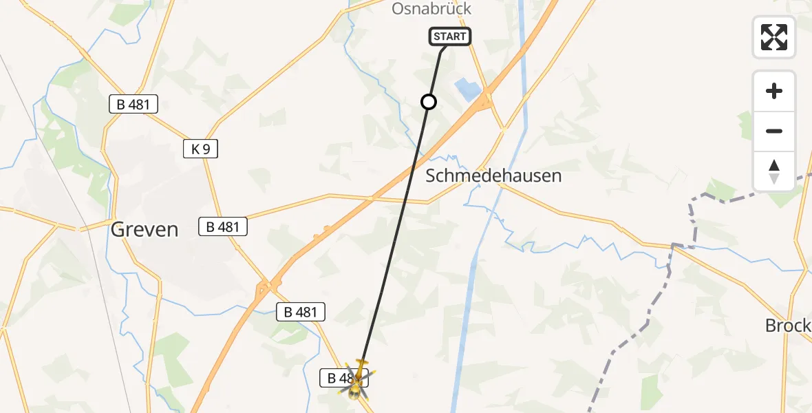 Flugroute Ambulanzhubschrauber Christoph  Westfalen-ADAC - Greven, 12 Mai 2026, 09:12