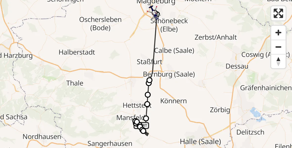 Flugroute Polizeihubschrauber Eisleben - Magdeburg City Flugplatz, 12 Mai 2026, 09:28